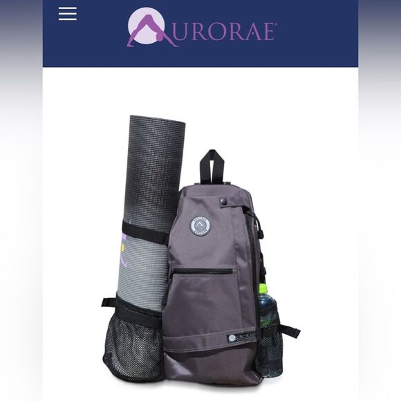 Aurorae Yoga Sling Backpack Mat Multipurpose Crossbody, Multipockets, Brown - Picture 7 of 9